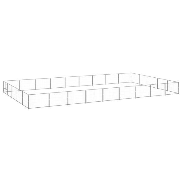 vidaXL Dog Kennel Silver Steel Large Durable Dog Kennel Rectangular