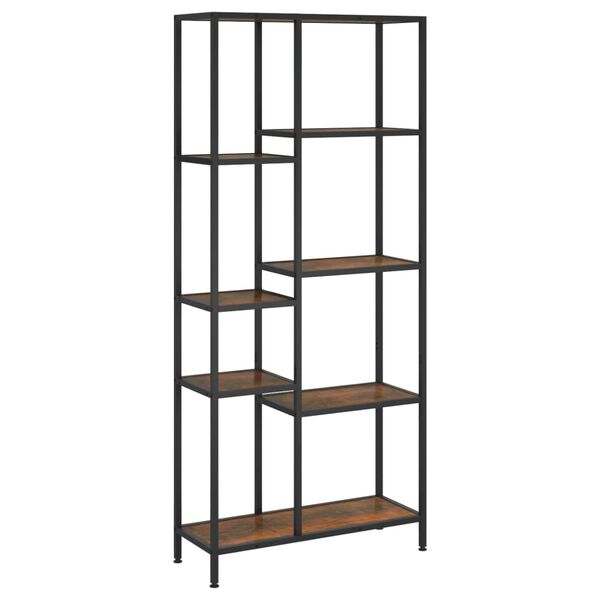 vidaXL Book Shelf Dark brown and black Engineered wood and steel