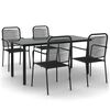vidaXL Garden Dining Set Black Cotton Rope, Powder-Coated Steel, Glass