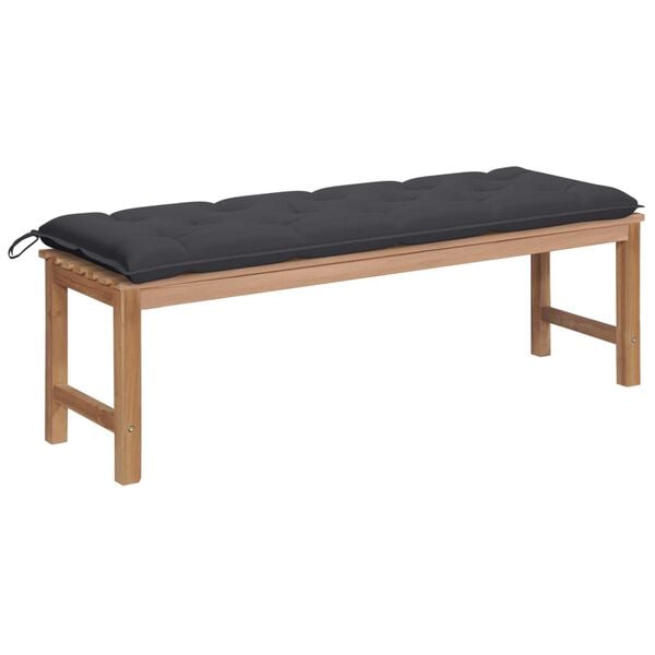 vidaXL Patio Bench with Anthracite Cushion 59.1" Solid Teak Wood