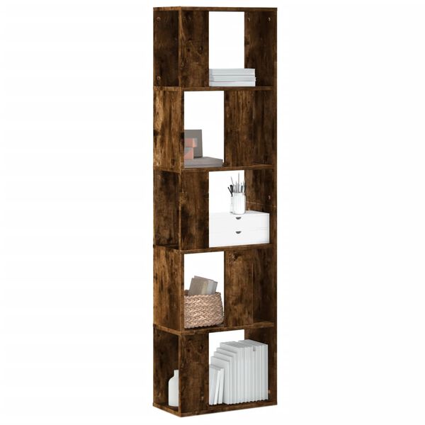vidaXL Bookcase Smoked oak Engineered wood 5-Tier Bookcase Rectangular