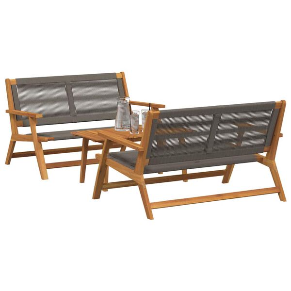 vidaXL Garden Chairs with Table 3 pcs Gray Solid Acacia wood