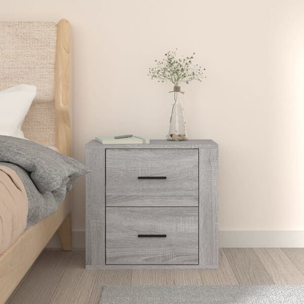vidaXL Wall-mounted Bedside Cabinet Grey Sonoma Engineered wood