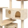 vidaXL Cat Tree Beige Wooden frame, Sisal rope, Plush 49.2 in Height