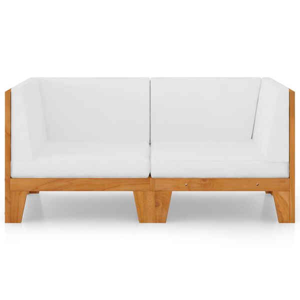 vidaXL 2-seater Sofa Cream white Solid acacia wood Medium Modular