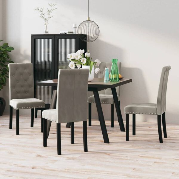 vidaXL Dining Chairs 4 pcs Light Gray Velvet
