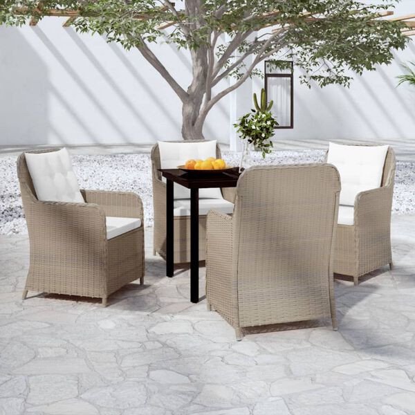 vidaXL Garden Dining Set Brown, Cream, Black