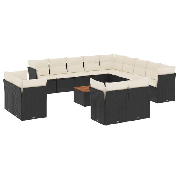 vidaXL Garden Sofa Set Black and cream