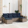 vidaXL Garden Sofa Set with Cushion 6 pcs Grey Poly Rattan