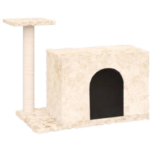 vidaXL Cat Tree Cream Engineered wood, plush, sisal Medium Durable