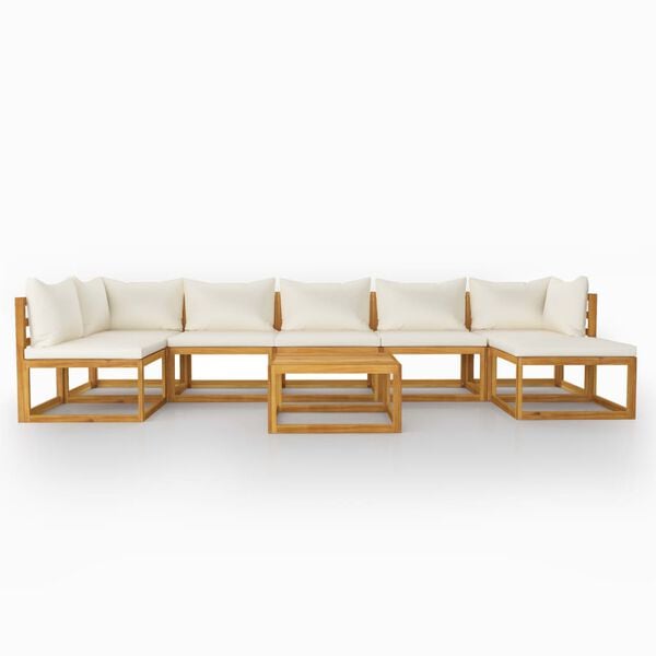 vidaXL Garden Lounge Set Cream Solid acacia wood with an oiled finish