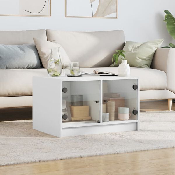 vidaXL Coffee Table White Engineered wood, glass Medium Coffee Table