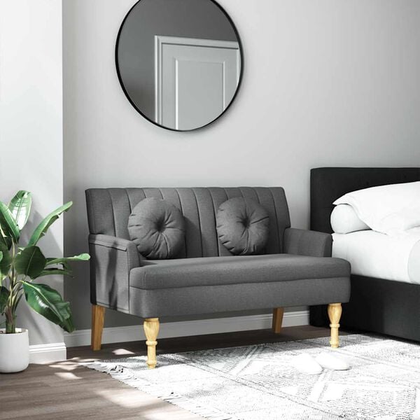 vidaXL Bench Dark Gray Fabric (100% polyester), plywood, solid rubber wood