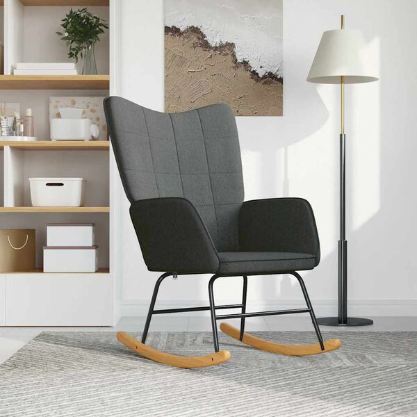 vidaXL Rocking Chair Dark Grey Polyester Fabric Large Rocking Chair