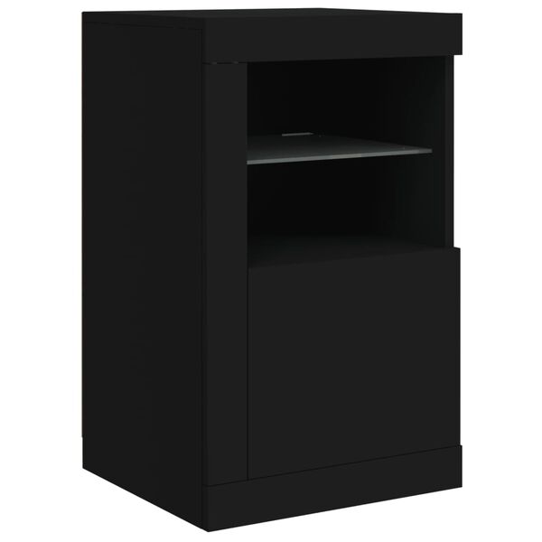 vidaXL Side Cabinet Black Engineered wood, Glass Medium Side Cabinet