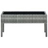 vidaXL Garden Table Grey PE Rattan, Steel, Glass Medium Durable