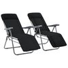 vidaXL Garden Chair Set of 2 Black Powder-coated steel and fabric