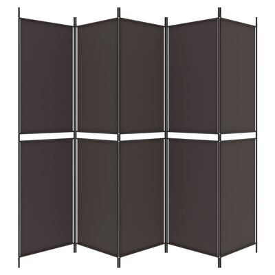 Six-panel zigzag room divider with dark brown fabric panels.