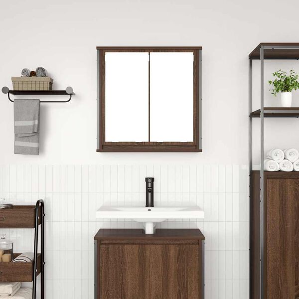 vidaXL Bathroom Wall Cabinet Brown oak Engineered wood, steel Medium