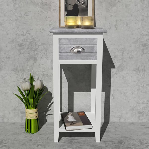 vidaXL Cabinet Grey and White Paulownia wood and plywood Medium