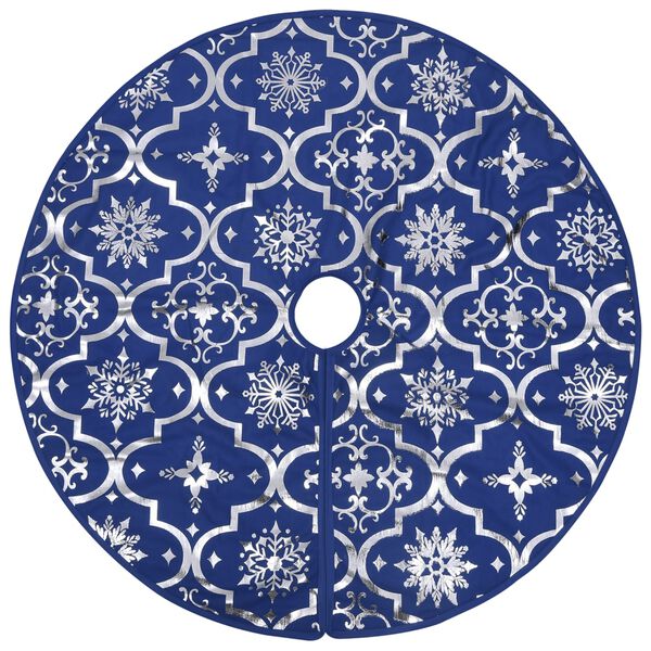 vidaXL Luxury Christmas Tree Skirt with Sock Blue 5 ft Fabric