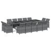 vidaXL Garden Dining Set Gray PE Rattan Large Expandable