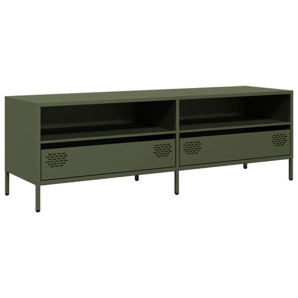 vidaXL TV Cabinet Olive Green Cold-rolled Steel Large Adjustable Feet