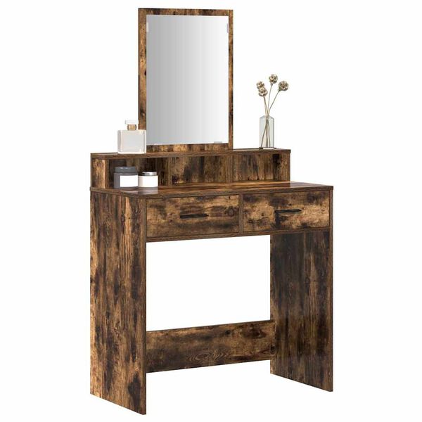 vidaXL Dressing Table with Drawer Smoked Oak 31.10 x 16.14 x 55.12 in