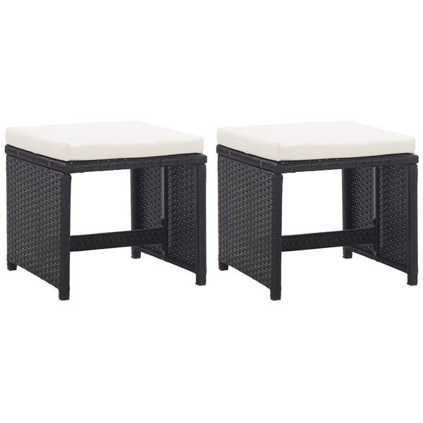 vidaXL Stool Set of 2 Black and cream white