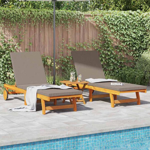 vidaXL Sun Lounger 3 pcs Brown 40 x 40 x 40cm Solid Acacia wood