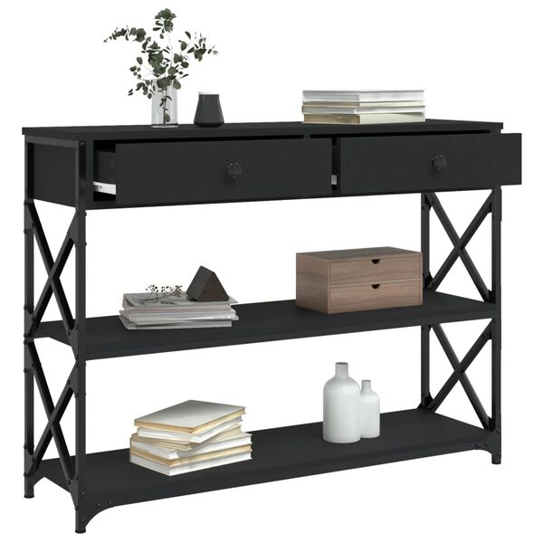 vidaXL Console Table Black Engineered wood 39.4 in x 11.0 in x 29.5 in