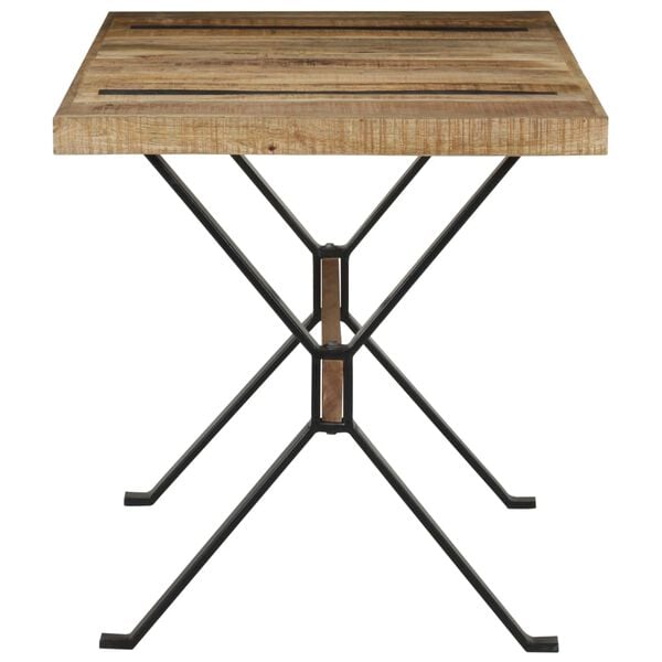 vidaXL Dining Table Natural Mango Wood Rough Mango Wood, Powder-Coated Steel