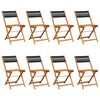 vidaXL Garden Chair Set of 8 Black Solid acacia wood, Rope Medium