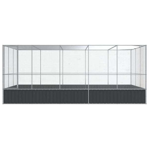 vidaXL Aviary Silver Galvanized steel Large Aviary Rectangular