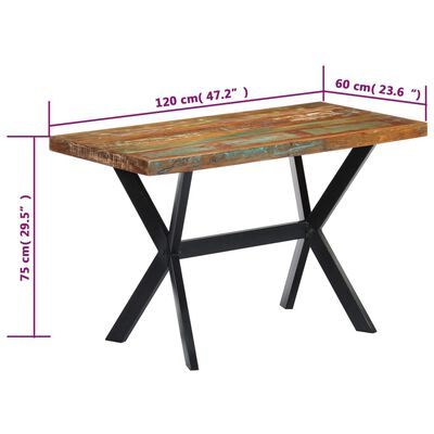 vidaXL Dining Table 47.2"x23.6"x29.5" Solid Reclaimed Wood