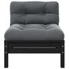 vidaXL Garden Middle Sofa Black, Anthracite Solid pine wood, 100% polyester