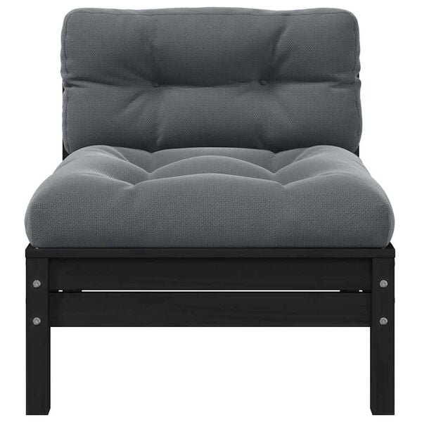 vidaXL Garden Middle Sofa Black, Anthracite Solid pine wood, 100% polyester