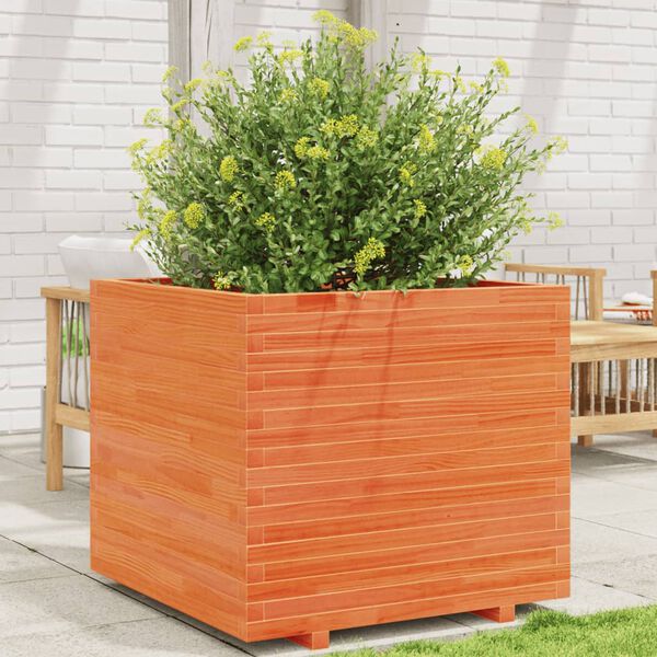 vidaXL Garden Planter Wax Brown Solid Pine Wood 31.5 x 31.5 x 28.3 in