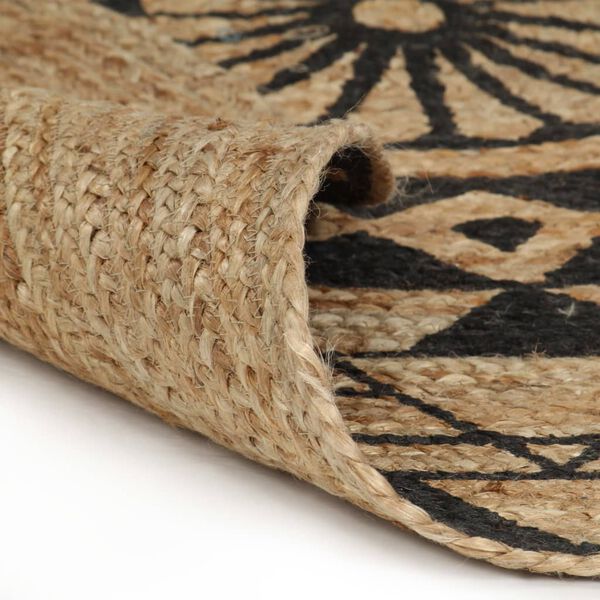 vidaXL Area Rug Natural and black Braided jute 59.1 in diameter Durable