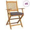 vidaXL Folding Chair 6 pcs Gray 49 x 57.5 x 92cm Solid Acacia wood