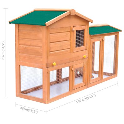 vidaXL Rabbit Hutch 55.1"x18.1"x33.5" Solid Pine Wood