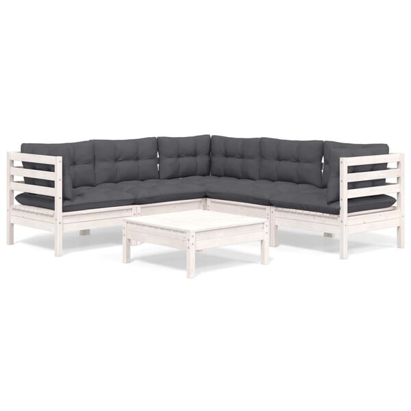 vidaXL Garden Lounge Set White and Anthracite