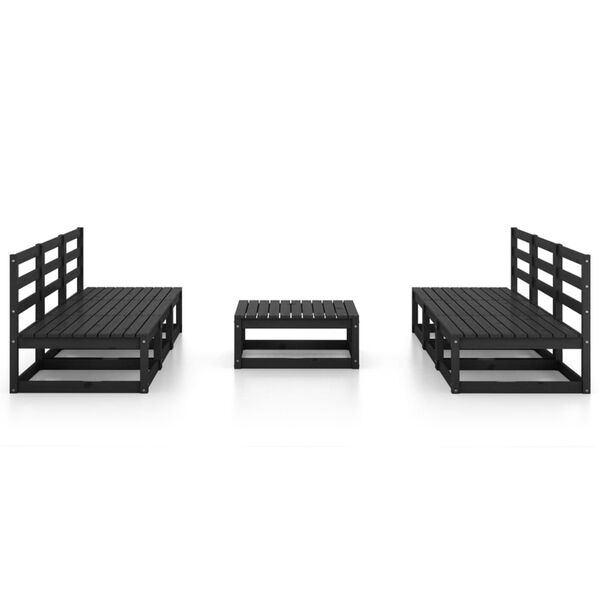 vidaXL Garden Lounge Set Black Solid Pine Wood Large Modular