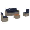 vidaXL 6 Piece Patio Sofa Set with Cushions Gray Poly Rattan