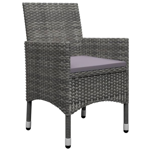 vidaXL Dining Set Grey Solid Acacia wood, PE rattan, Powder-Coated Steel
