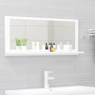 vidaXL Bathroom Mirror White 35.4"x4.1"x14.6" Engineered Wood