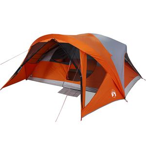 vidaXL Family Tent Cabin 6-Person Grey and Orange Waterproof