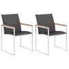 vidaXL Patio Chairs 2 pcs Textilene and Stainless Steel Gray