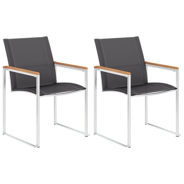 vidaXL Patio Chairs 2 pcs Textilene and Stainless Steel Gray