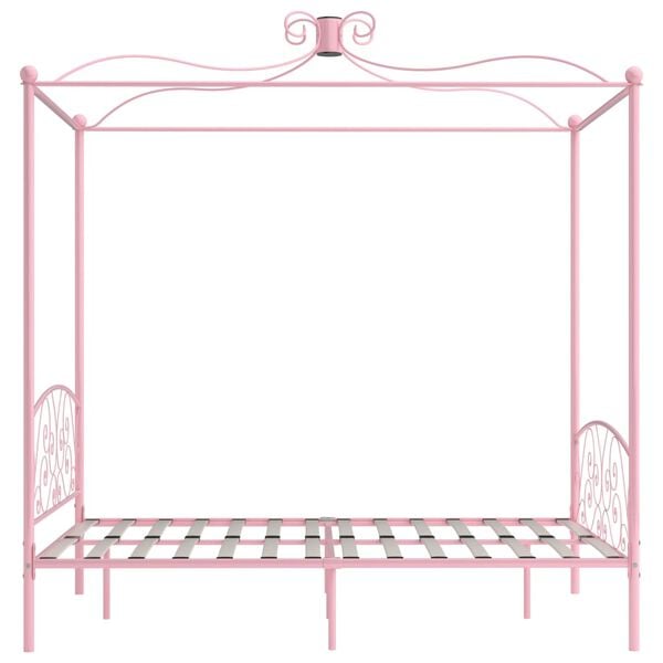vidaXL Bed Frame Pink Metal 55x79 in Lovely Design Bed Frame
